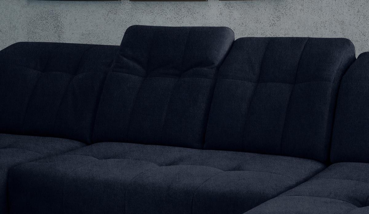 Ecksofa, Sitzvorzug Elektrisch Sano, Dunkelbl., 200x337x180cm - Schwarz/Dunkelblau, MODERN, Textil (200/337/180cm) - Livetastic