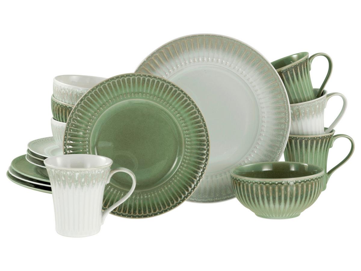 Kombiservice Celadon Mix Steinzeug, 4 Pers., 16-Teilig - Salbeigrün/Perlmutt, Basics, Keramik - Creatable