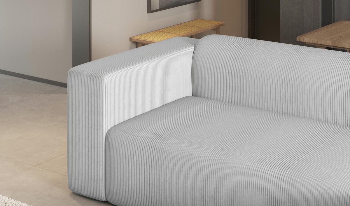 Ecksofa Basimo Cord Hellgrau, B: 293 cm - Hellgrau, Trend, Textil (293/170cm)