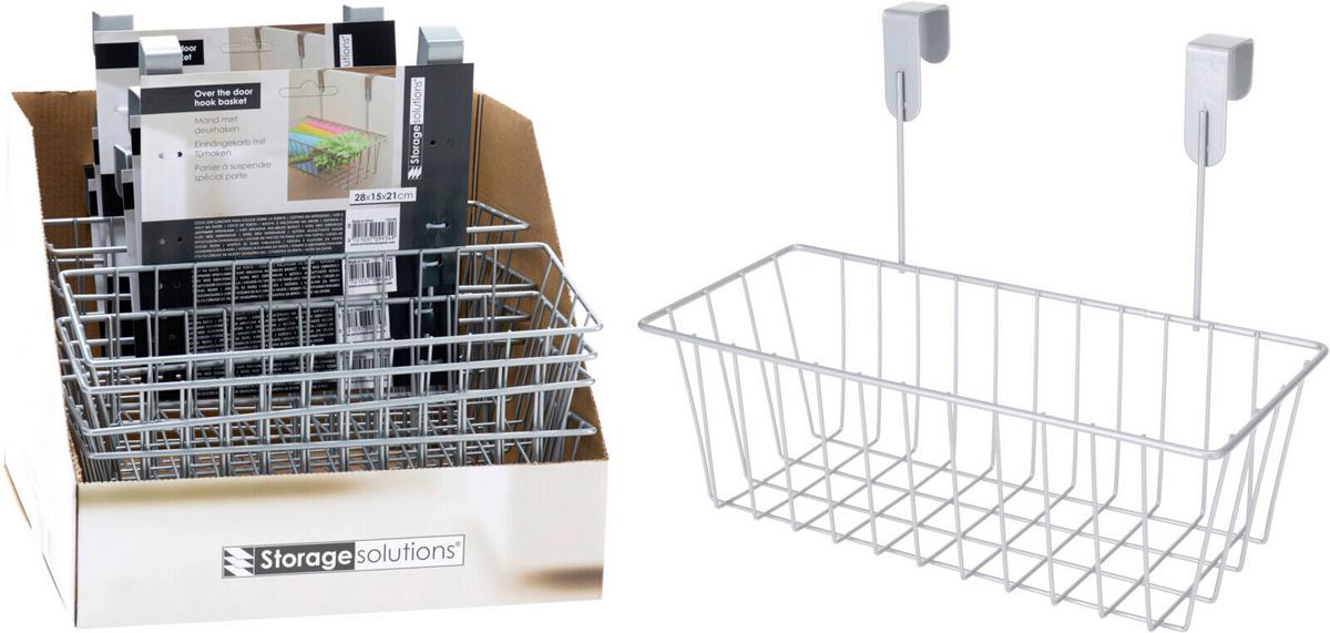 Závěsný koš do regálu STORAGE - světle šedá, Basics, kov (15/21/28cm)