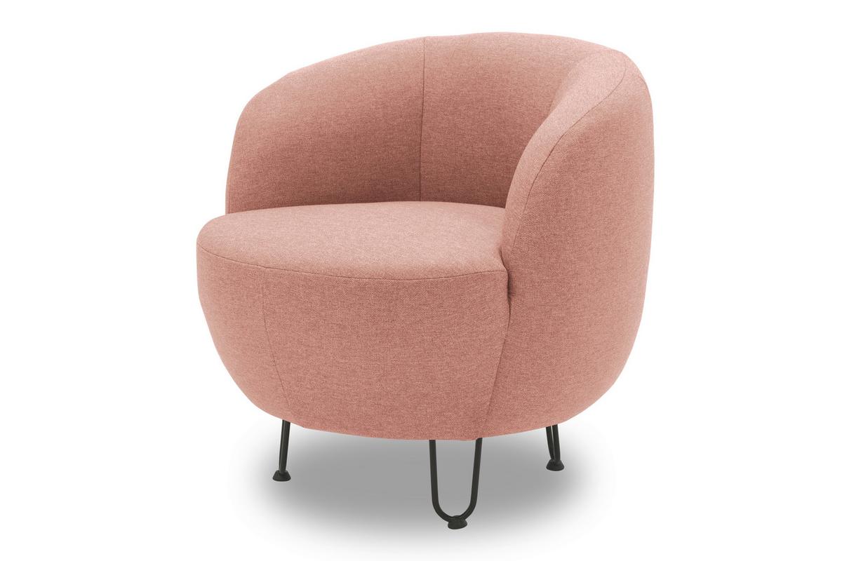 Sessel Rosa B: 72 cm - Schwarz/Rosa, Design, Textil (72/74/76cm) - MID.YOU