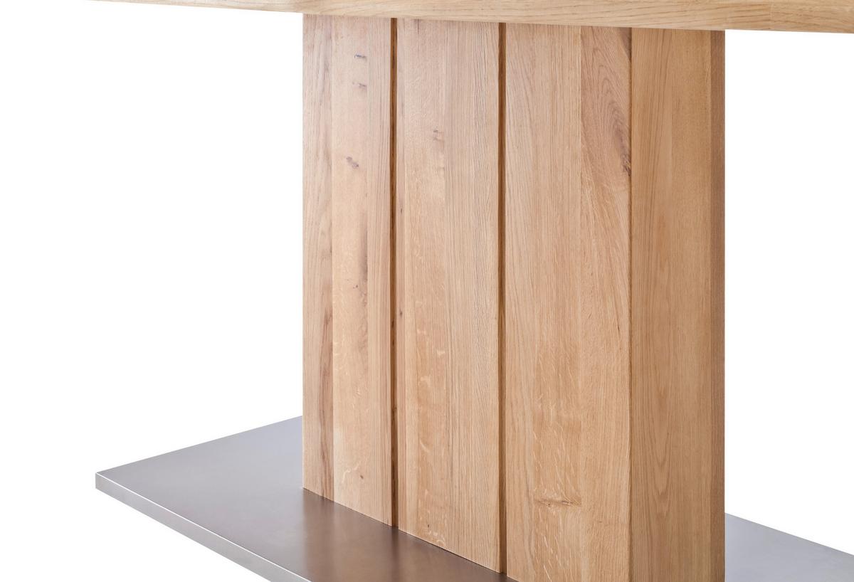 Esstisch Eiche Greta 160x90 Cm Eichefarben/edelstahlfarben - Eichefarben, Design, Holz/Holzwerkstoff (160/90/77cm) - Livetastic
