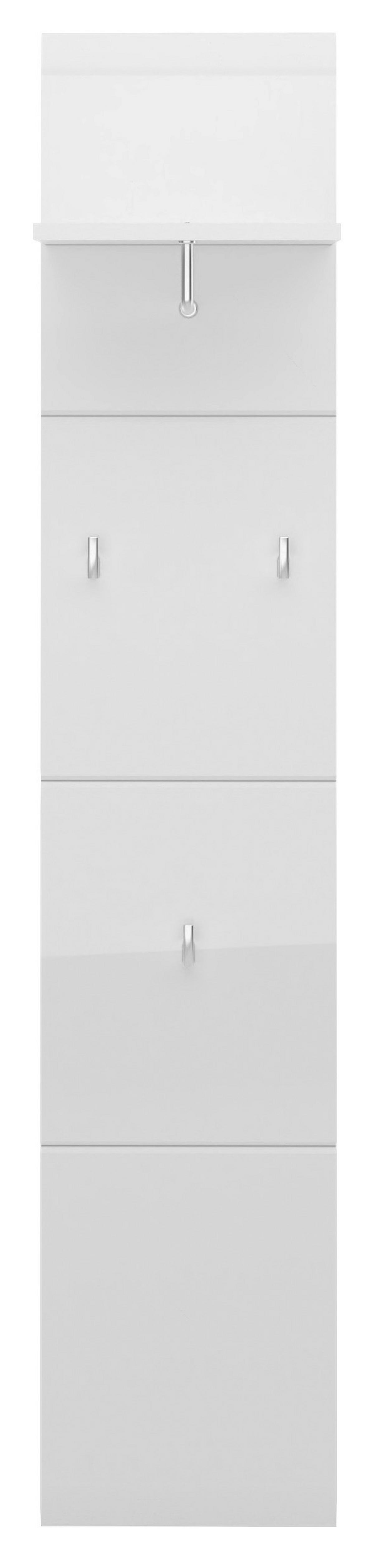 Garderobenpaneel Merano Weiß B: 30 cm - Weiß Hochglanz, MODERN, Holzwerkstoff (30/152/23cm)