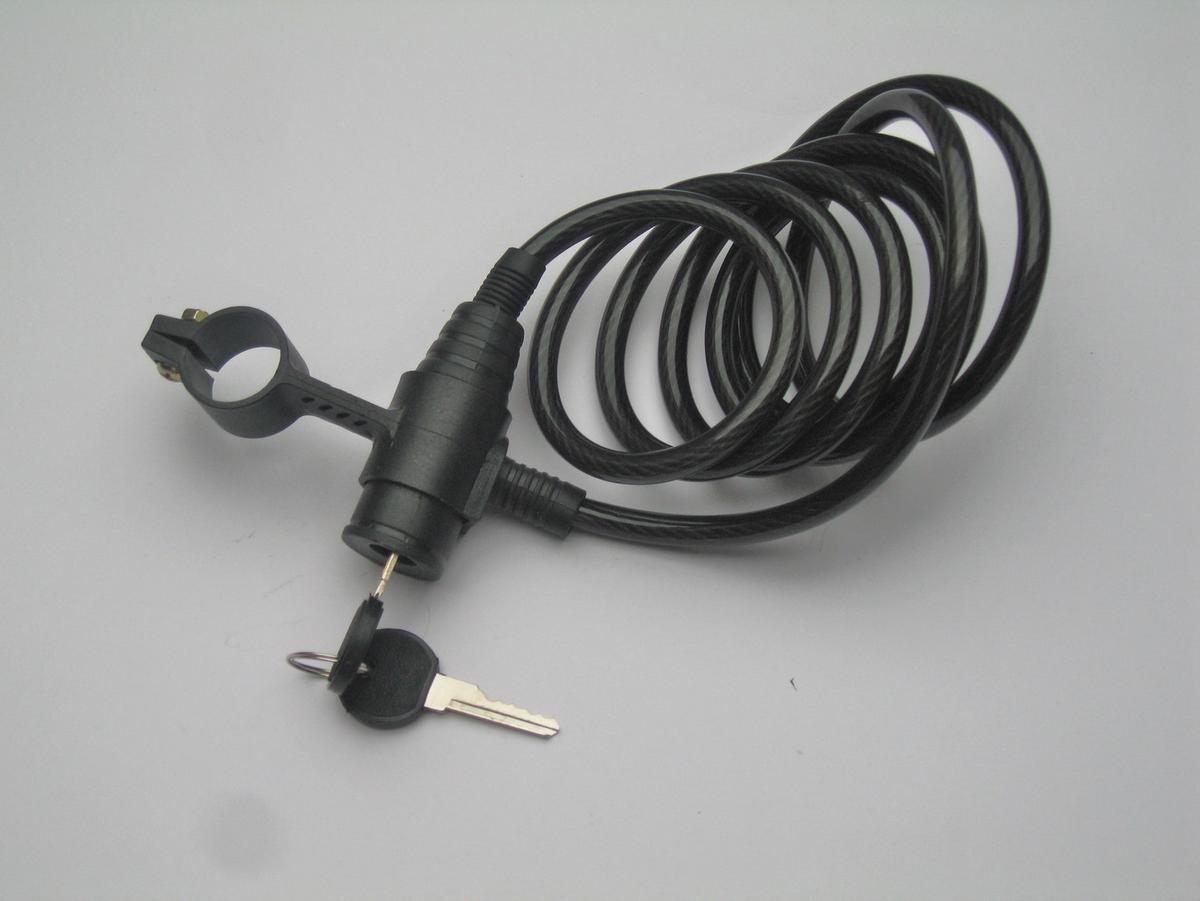 Fahrrad-spiralkabel Mit 2 Schlüsseln L: 185 Cm - Schwarz, KONVENTIONELL, Metall (0,8/185cm)