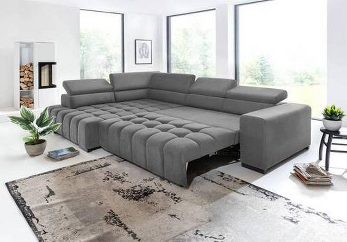 Eckschlafsofa Elias Neu Grau S: 201 Cm - Schwarz/Grau, Design, Textil (201/307cm) - Livetastic