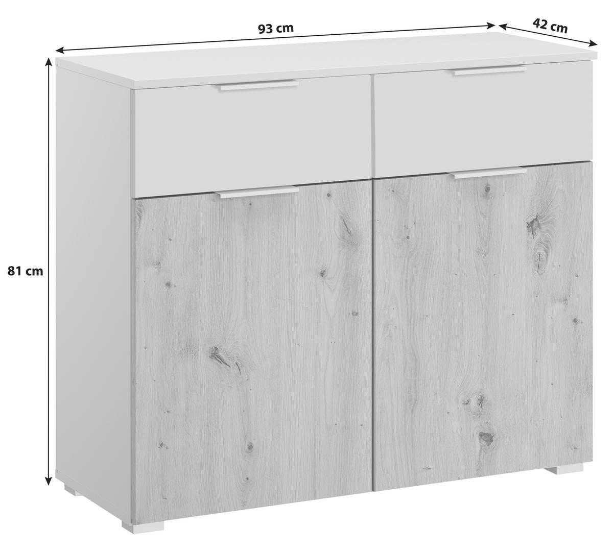 Kommode Modern 93 cm Alabama Extra Hellgrau - Hellgrau/Alufarben, MODERN, Holzwerkstoff (93/81/42cm)