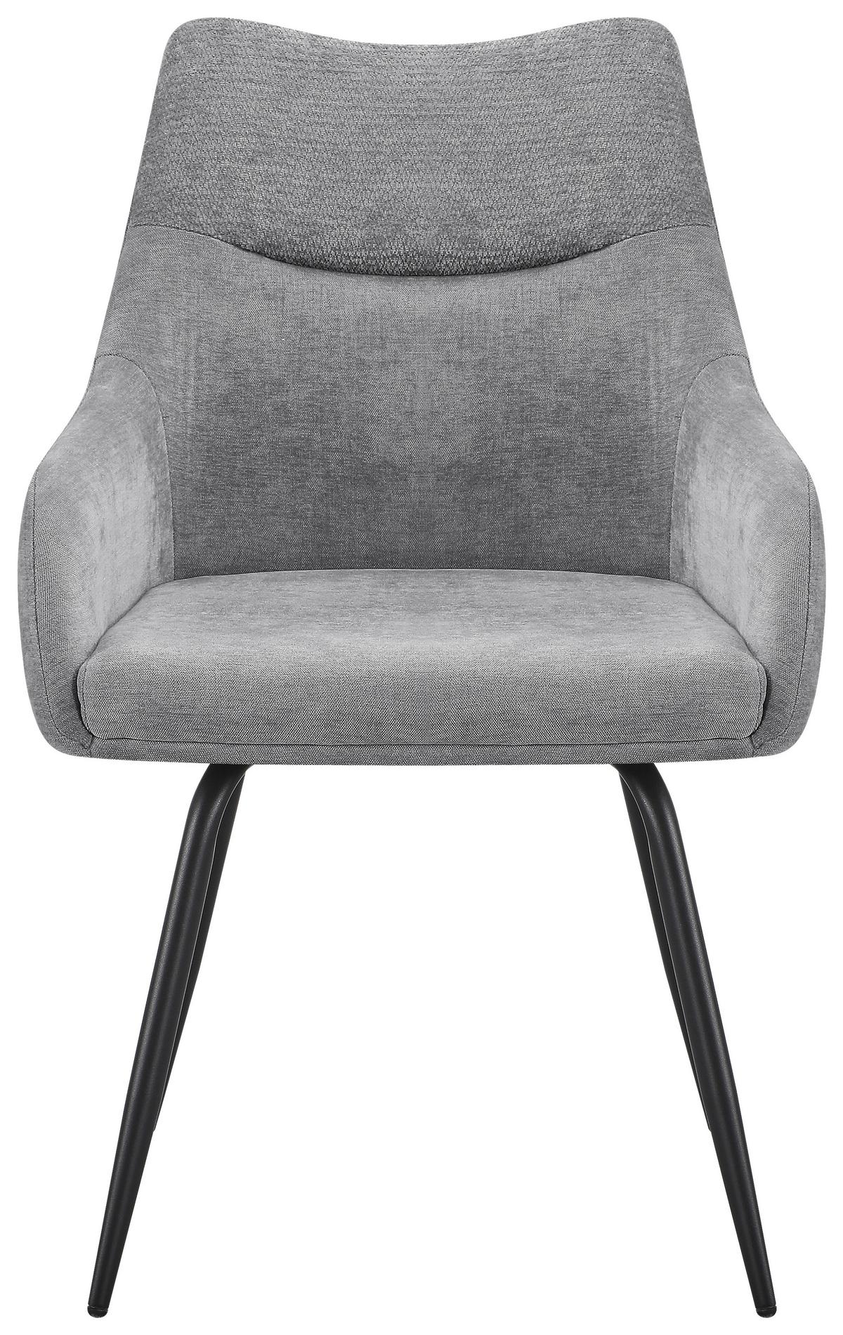 Armlehnstuhl Dali Grau/schwarz B: 60 Cm - Schwarz/Grau, Basics, Textil/Metall (60/86/55cm) - Livetastic