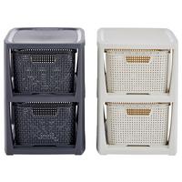 Schubladenbox Rattan Weiß , Anthrazit, 24,1x29,6x33 cm - Anthrazit/Weiß, Basics (24,1/29,6/33cm) - Ondega