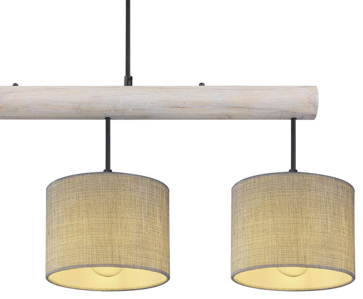 Hängeleuchte Roger H: 120 Cm 4-Flammig, Holz/textil - Schwarz/Grau, Natur, Holz/Textil (102/18/120cm) - Globo