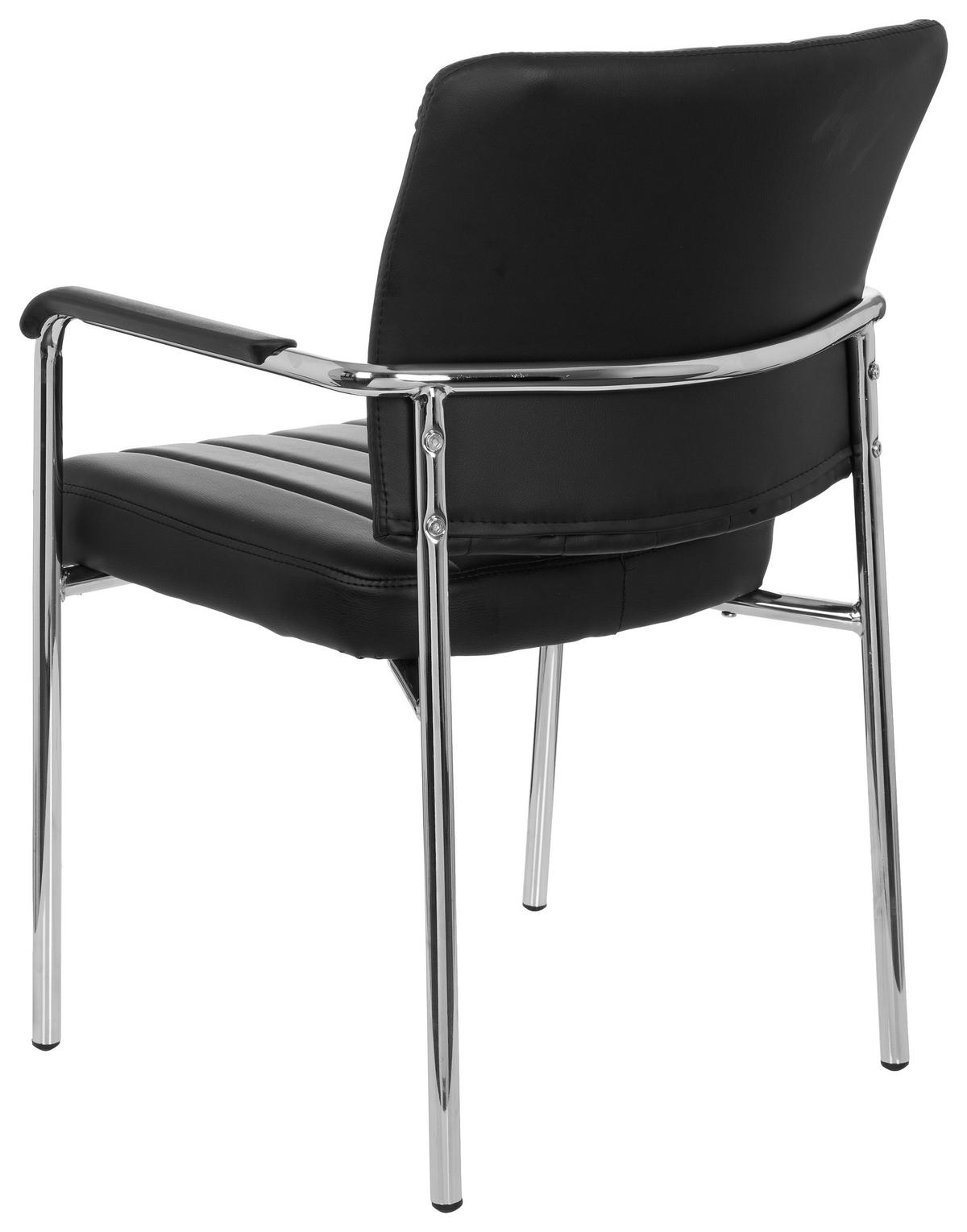 Besucherstuhl Somos Lederlook Schwarz/Chromfarben Bis 110 Kg - Chromfarben/Schwarz, MODERN, Textil/Metall (57/81/55cm) - MID.YOU