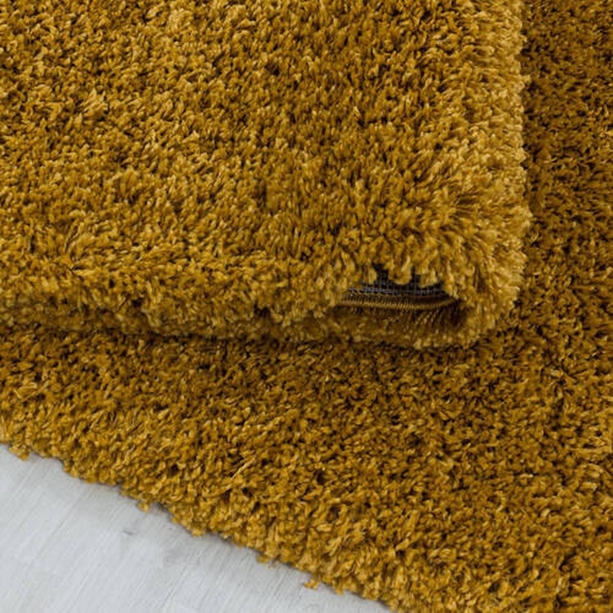 Hochflor Teppich Goldfarben Naturfaser Sydney Ø 200 cm - Goldfarben, Basics, Textil (200cm)