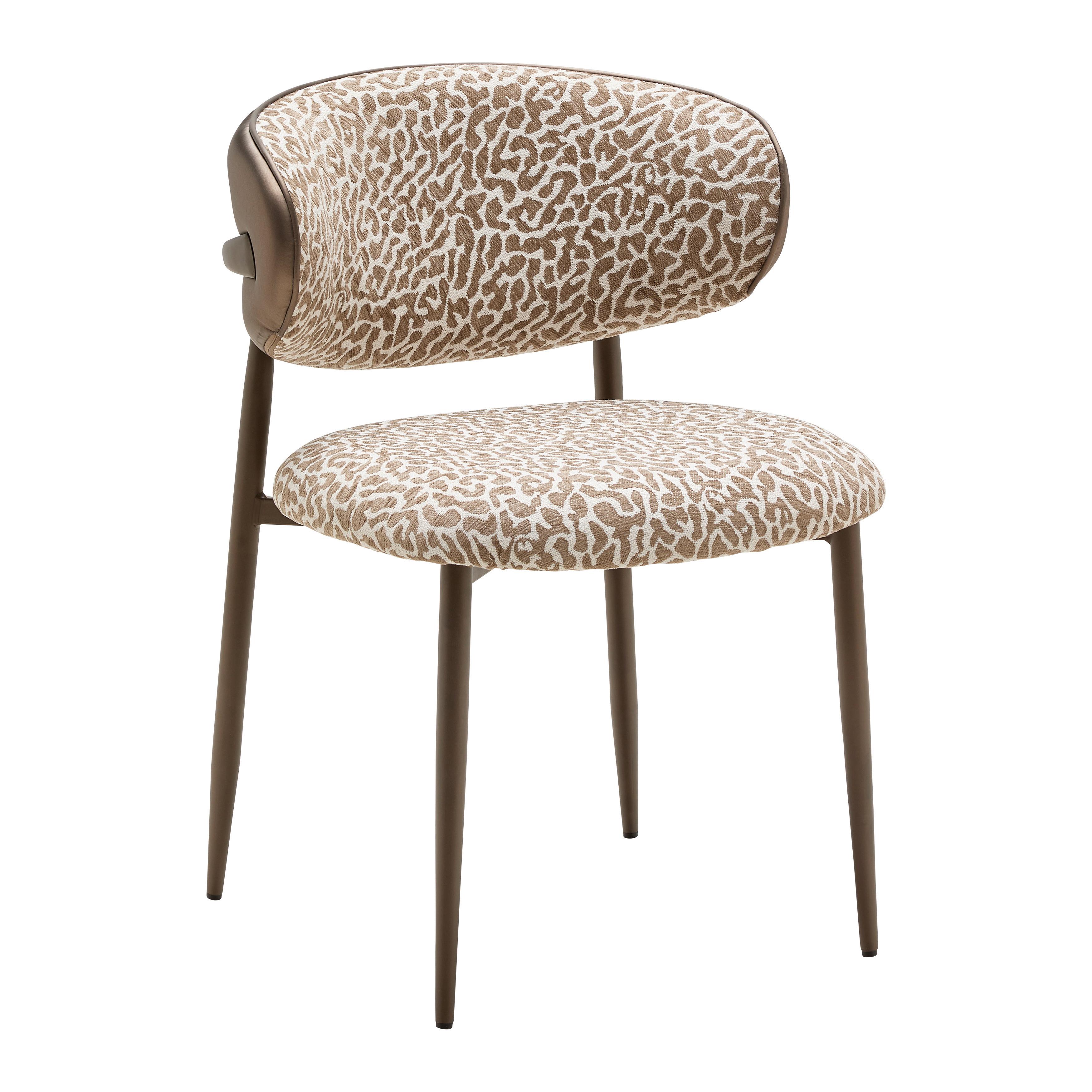 Židle Leano leopardí vzor a vzhled kůže - hnědá, Lifestyle, kov/textil (54/80/59cm) - Premium Living
