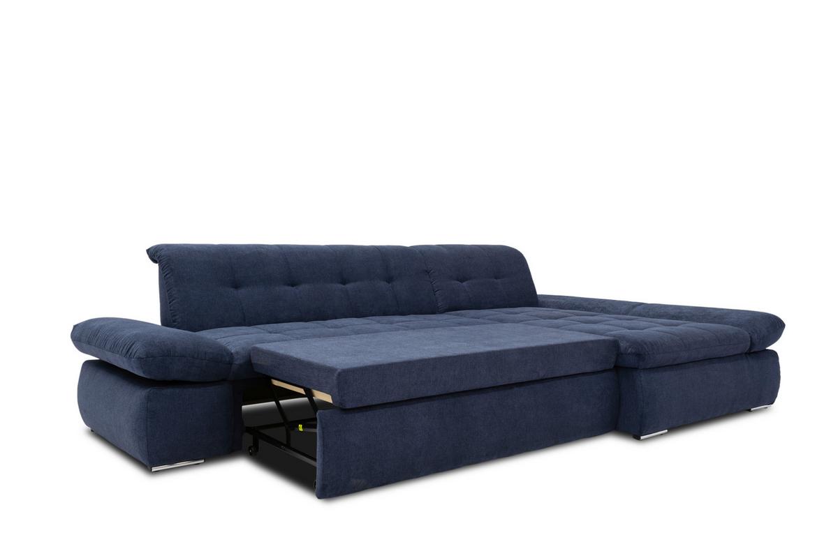 Ecksofa Mit Schlaffunktion Moric Dunkelblau Mikrofaser - Chromfarben/Dunkelblau, KONVENTIONELL, Textil (300/172cm) - MID.YOU