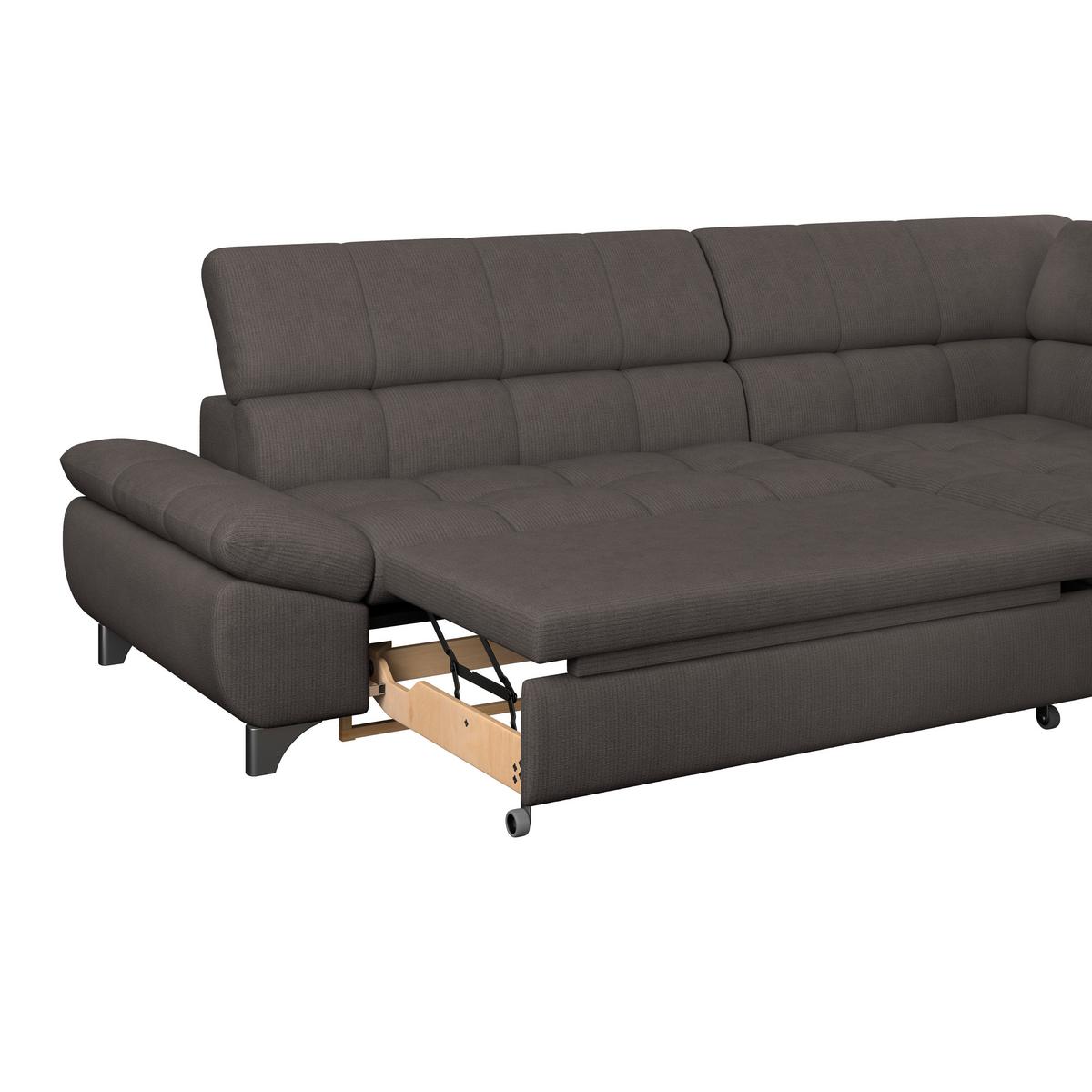 Ecksofa Mit Schlaffunktion Gemini Braun 312x234 Cm - Chromfarben/Braun, KONVENTIONELL, Textil (312/234cm)