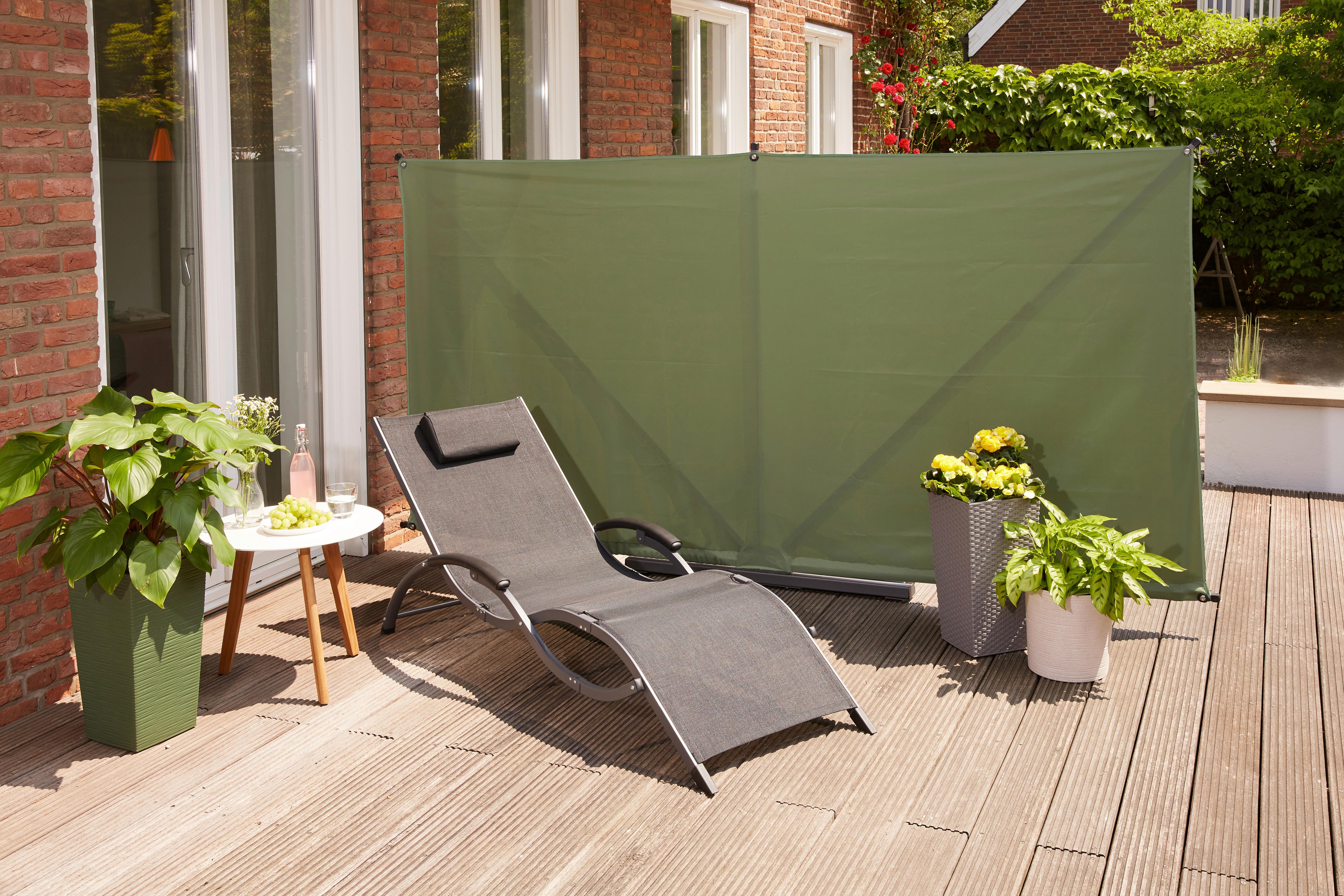 Sichtschutz Grün/Anthrazit Bh 280 X 150 cm - Anthrazit/Olivgrün, KONVENTIONELL, Textil/Metall (280/150cm) - Siena Garden