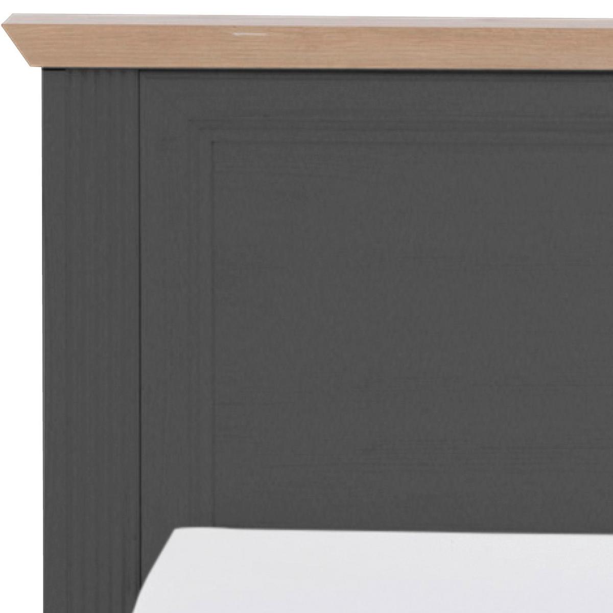 Bett Landhaus-Stil 100x200 Jasmin II Graphitfarben/Eiche - Graphitfarben/Schwarz, LIFESTYLE, Holzwerkstoff (100/200cm)