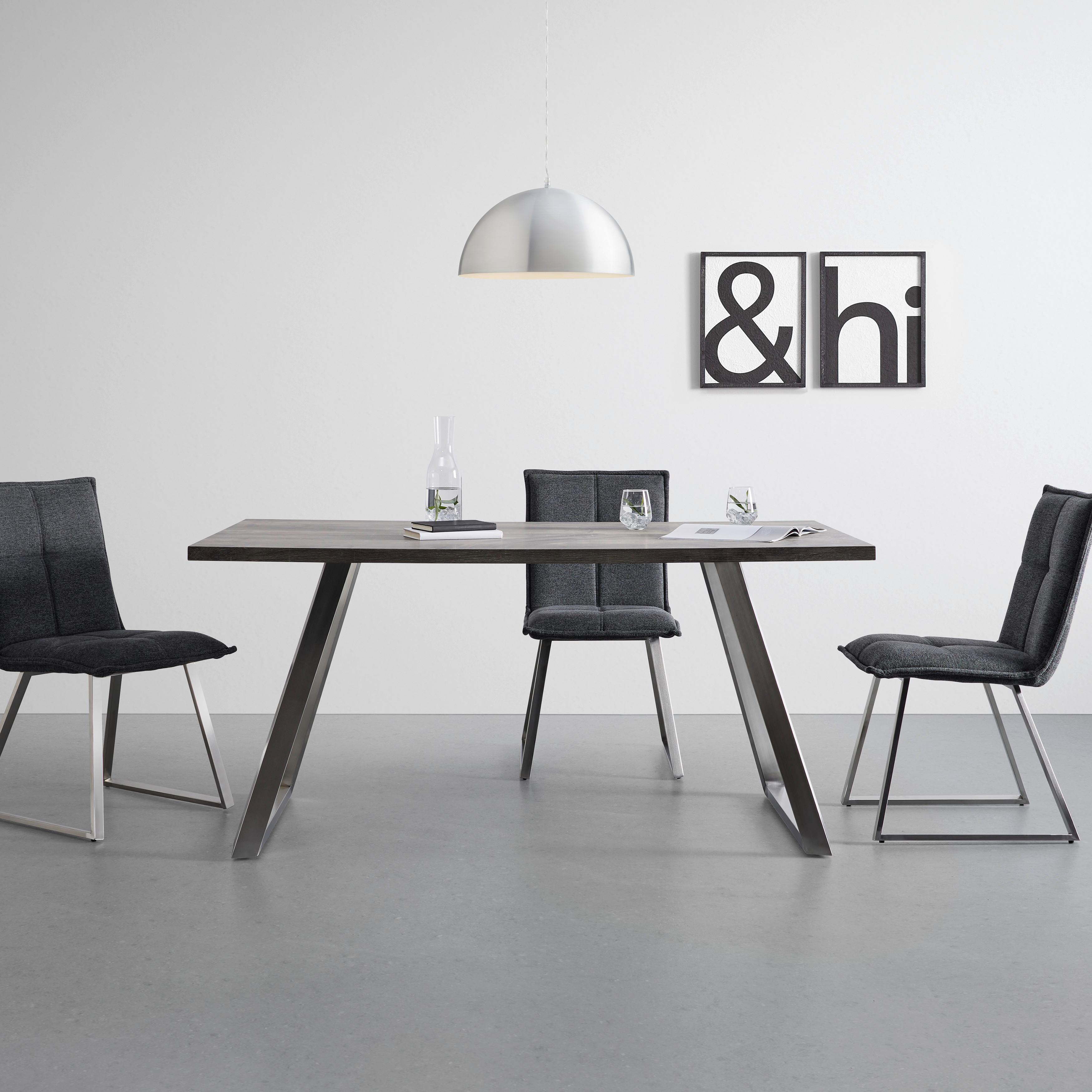 Jedálenský stôl MELANI dekor orech 160x90 cm - farba ušľachtilej ocele/farba vlašského orecha, Modern, kov/drevo (160/90/76cm) - Bessagi Home