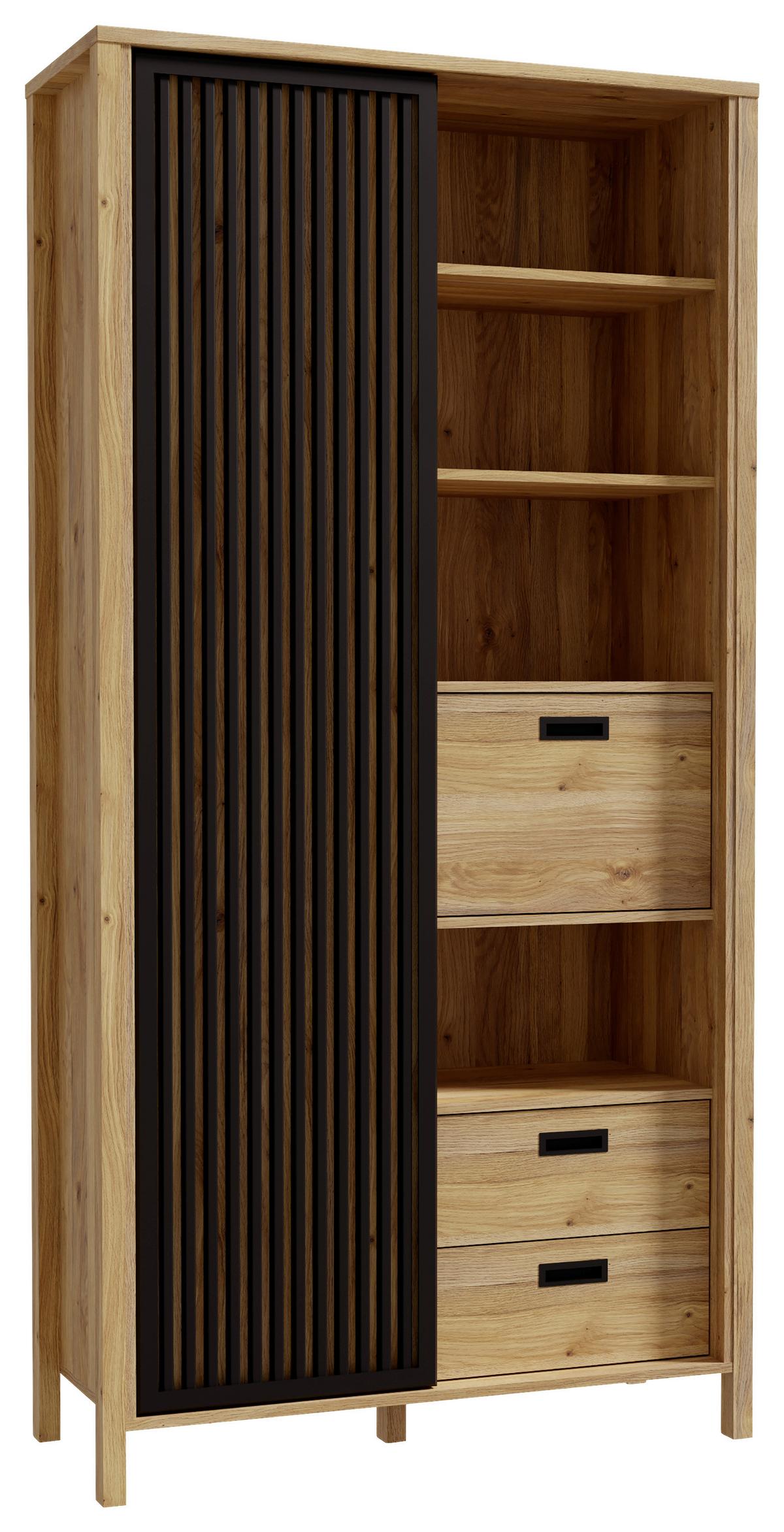 VYSOKÁ KOMODA JYTANA - čierna/farba duba, Modern, kompozitné drevo (103,4/200,3/40,2cm)