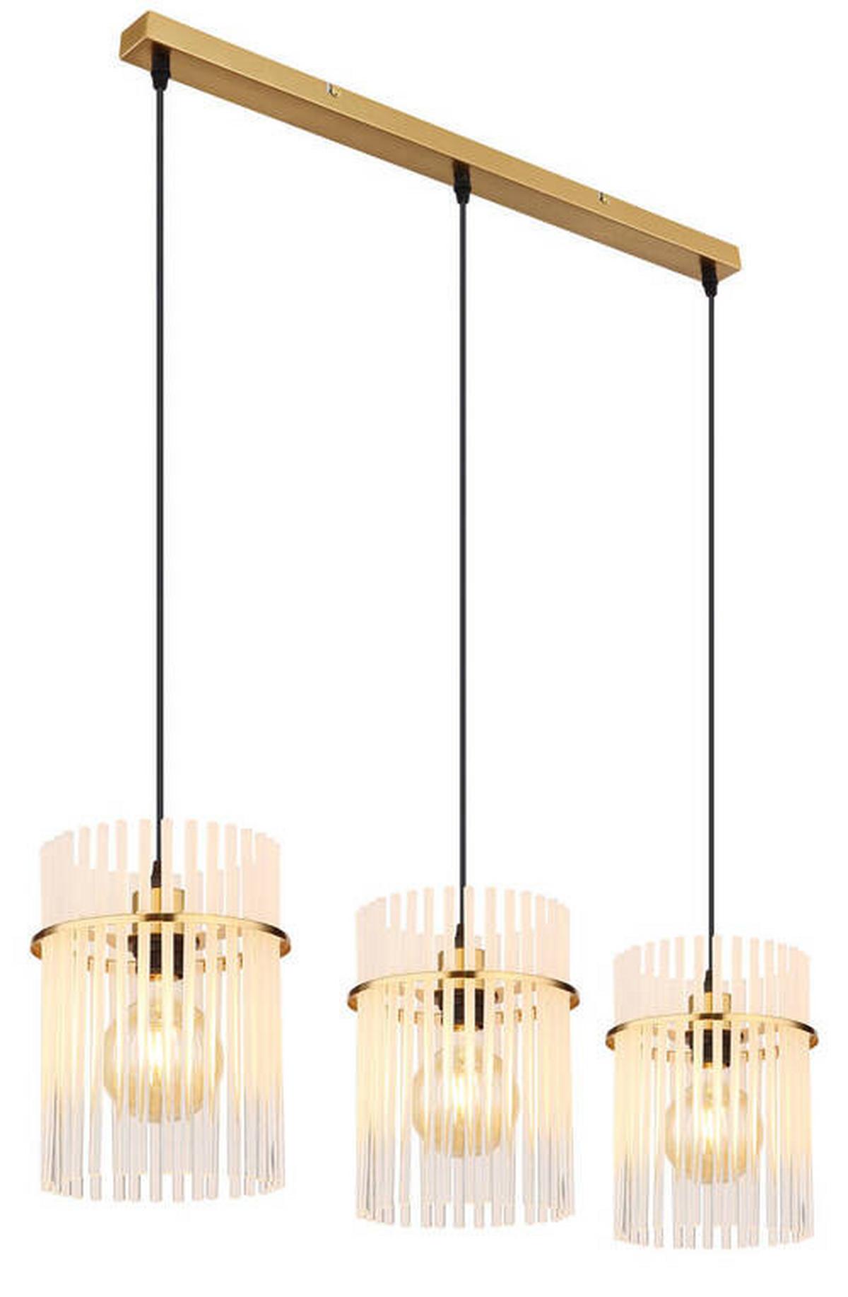 Hängeleuchte 15698-3hm - Goldfarben, Design, Glas/Metall (80/20/140cm) - Globo