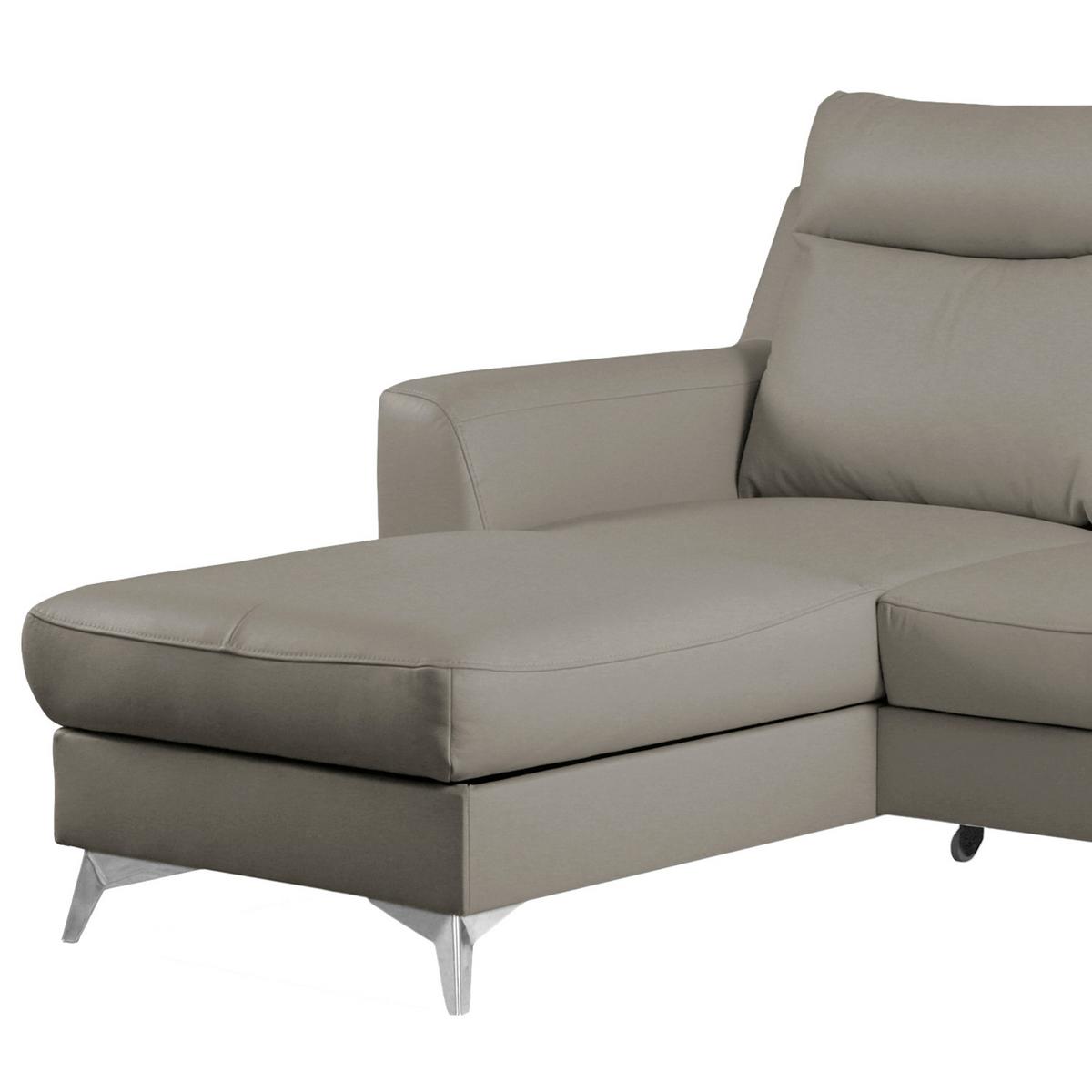 Ecksofa Gio Schlammfarben S: 236x168 Cm - Chromfarben/Schlammfarben, Design, Leder/Textil (236/168cm) - Livetastic