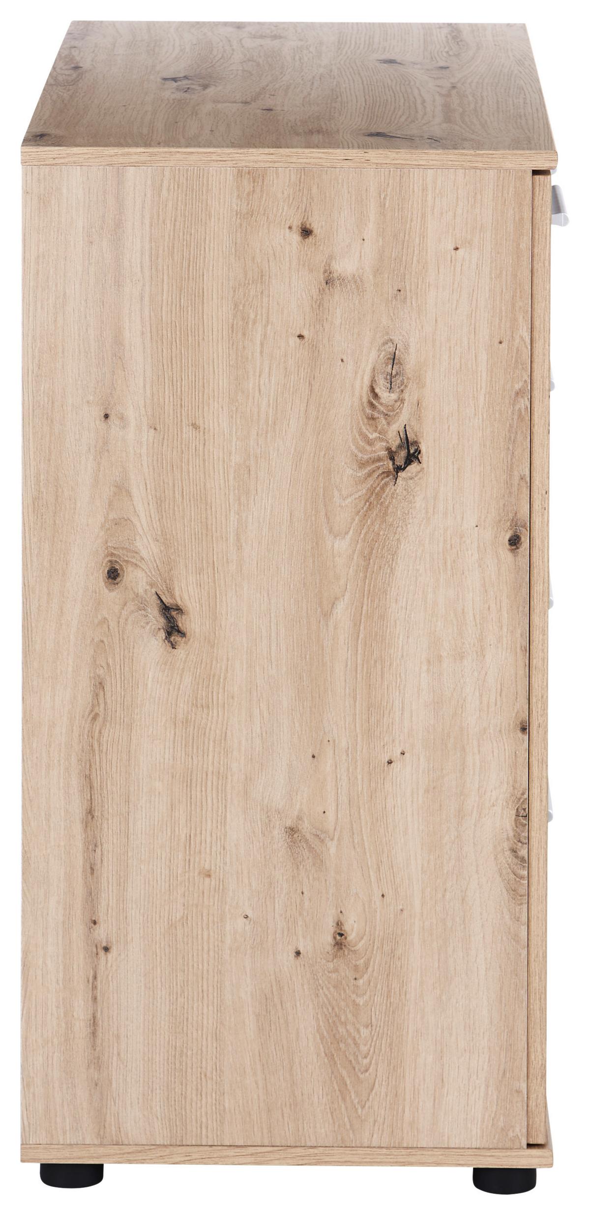 Komód Katrin 81/83 Cm - grafitszürke/tölgyfa, Konventionell, faalapú anyag (81/83/41cm)