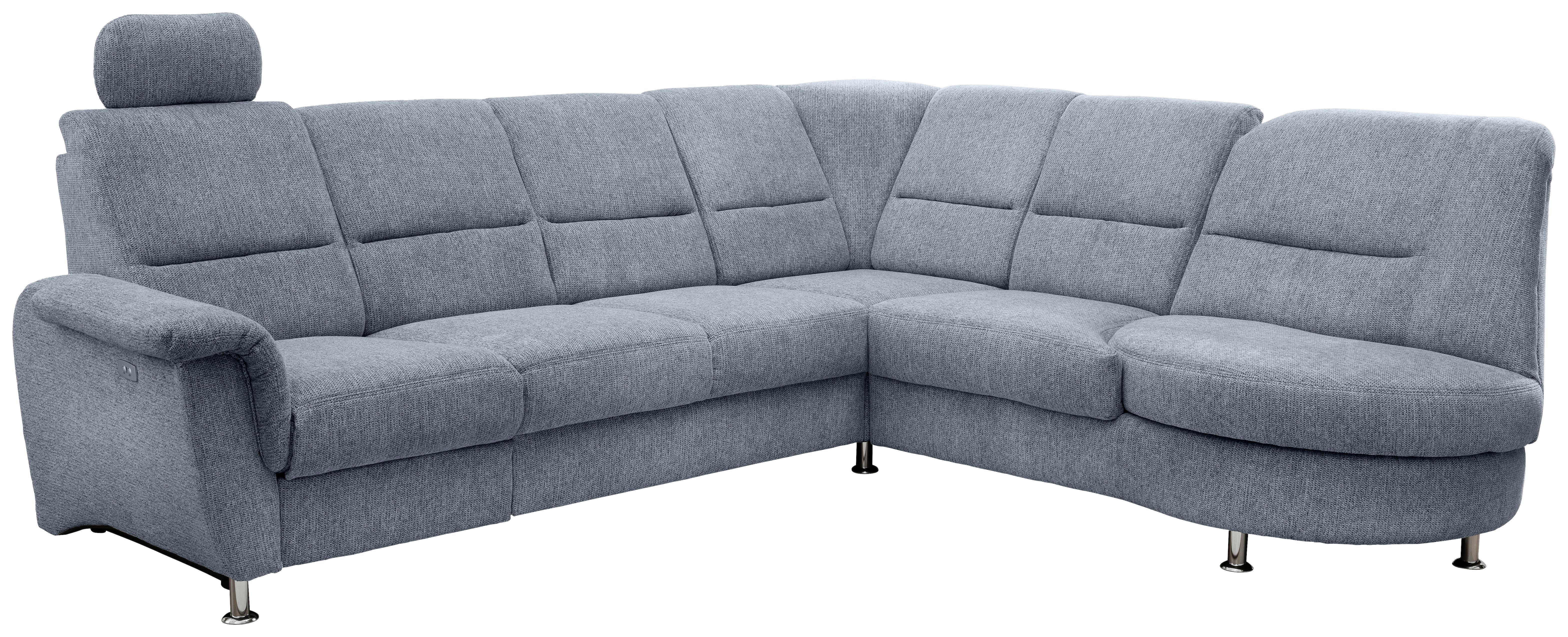 Ecksofa Parole Hellblau S: 275x236 Cm - Chromfarben/Hellblau, MODERN, Textil (275/236cm) - Livetastic