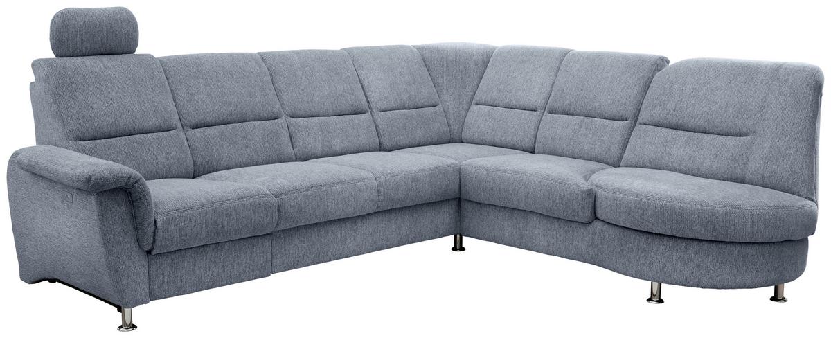 Ecksofa Parole Hellblau S: 275x236 Cm - Chromfarben/Hellblau, MODERN, Textil (275/236cm) - Livetastic