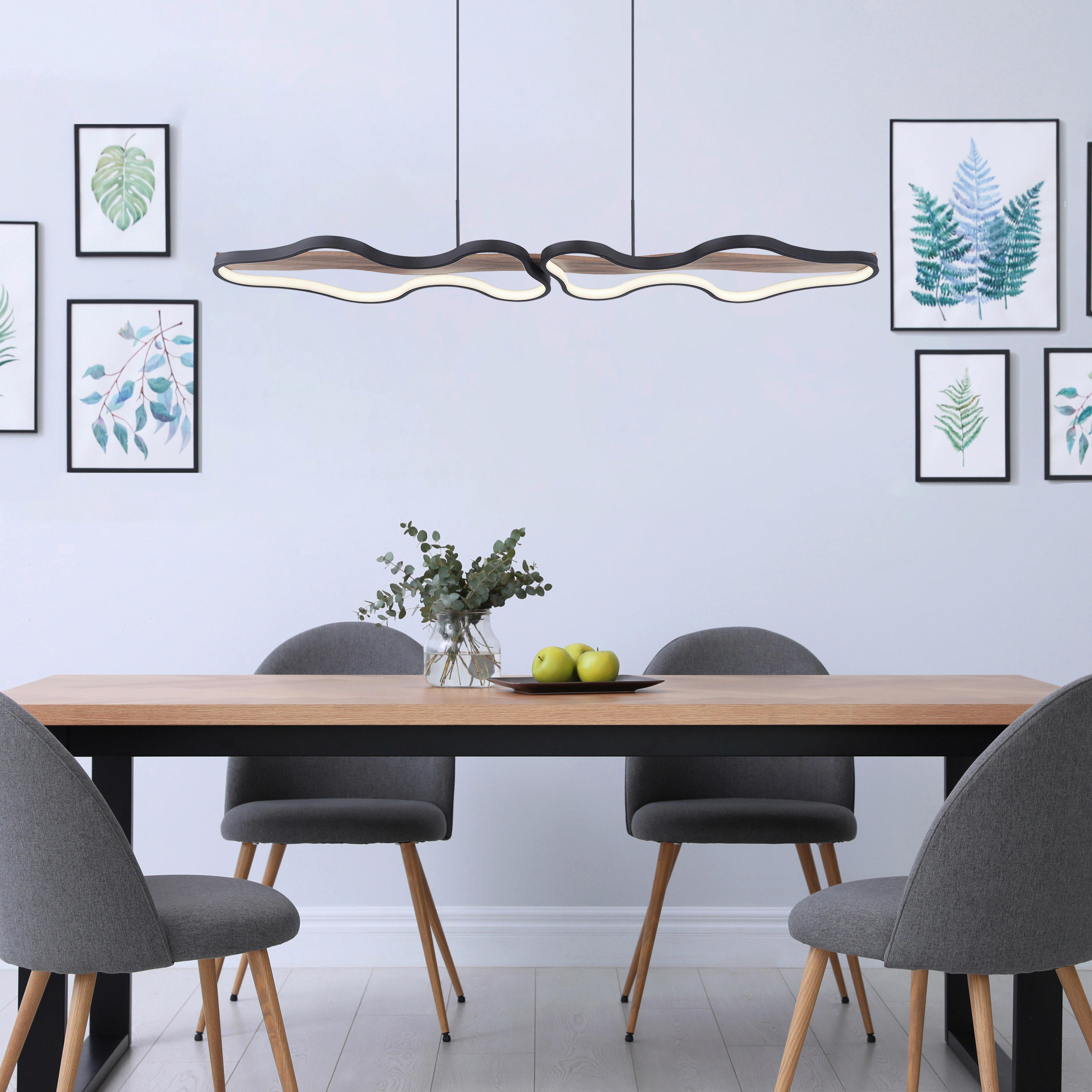 Led Függőlámpa 67181h1 - sötétbarna/fekete, Design, műanyag/fa (112/25,5/150cm) - Globo