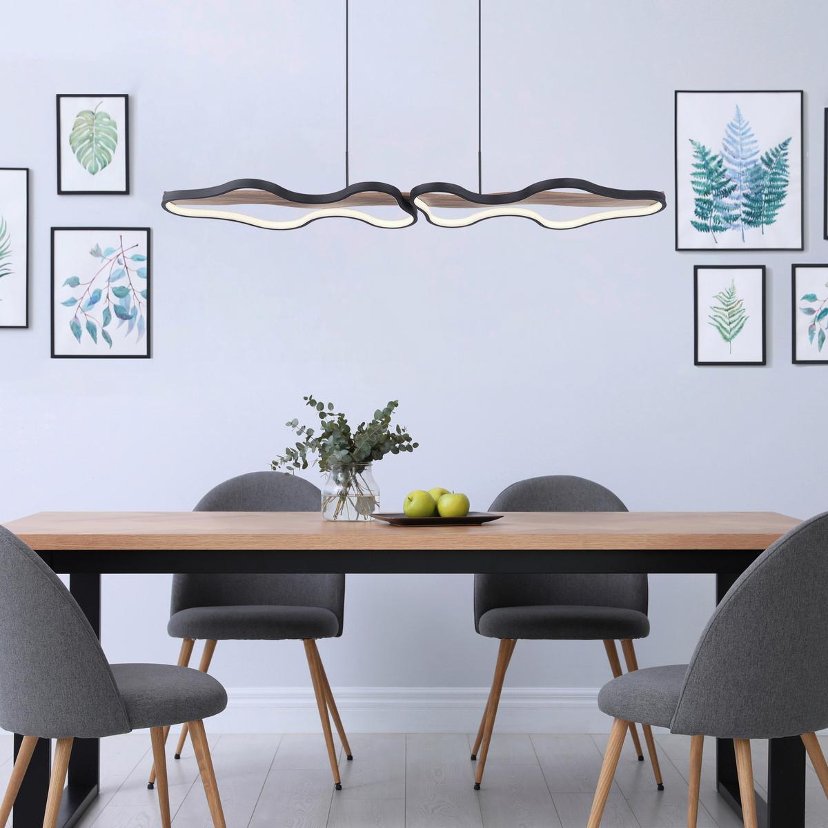 LED-Hängeleuchte 67181h1 - Dunkelbraun/Opal, Design, Holz/Kunststoff (112/25,5/150cm) - Globo