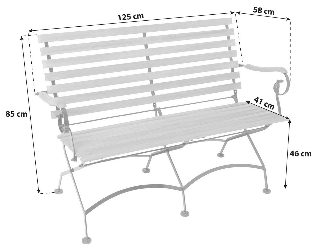 Gartenbank Schlossgarten 2-Sitzer - Naturfarben, ROMANTIK / LANDHAUS, Holz/Metall (125/58/85cm) - Gardenson