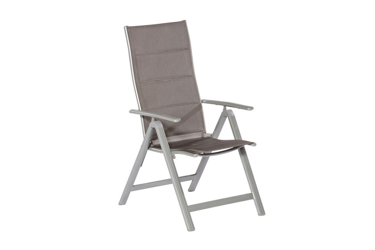 Gartengarnitur 9-tlg. Taviano Metall/textil/glas - Silberfarben/Braun, ROMANTIK / LANDHAUS, Glas/Textil - Gardenson