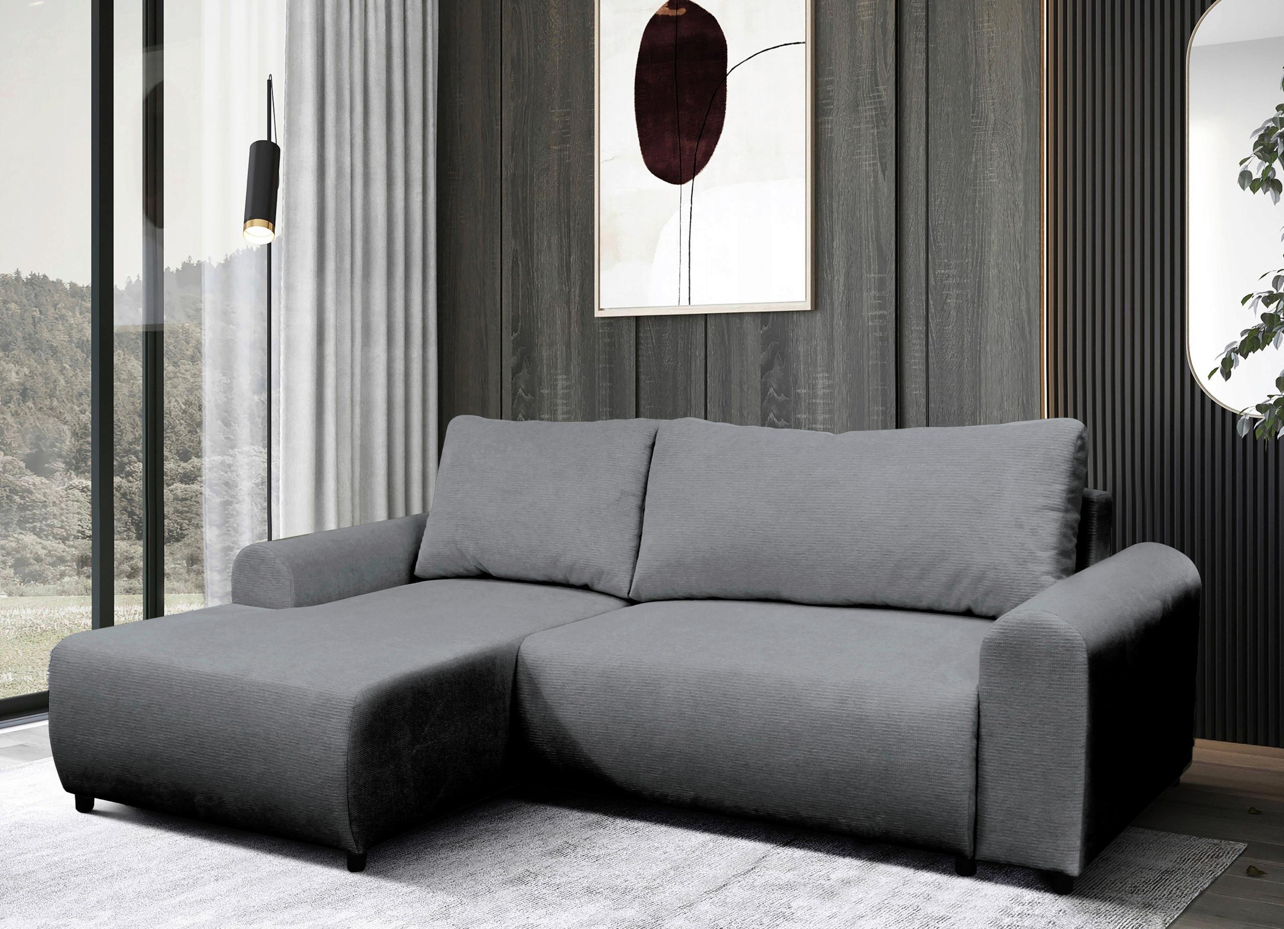 Ecksofa Velo Grau S: 160x250 cm - Schwarz/Grau, Design, Textil (160/250cm) - MID.YOU