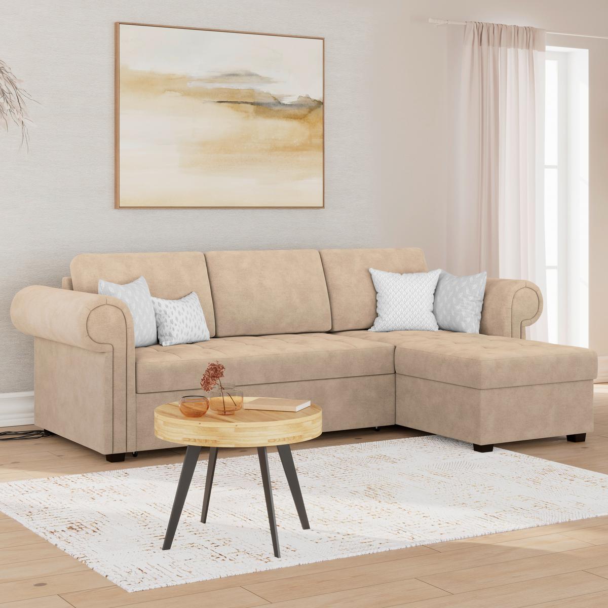 Ecksofa Oslo Beige B: 260 Cm - Beige, ROMANTIK / LANDHAUS, Textil (260/85/155cm) - James Wood