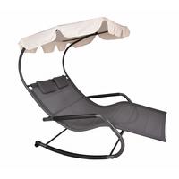 Gartenliege Serifos - Anthrazit/Creme, Basics, Kunststoff/Metall (138/160/200cm) - Gardenson