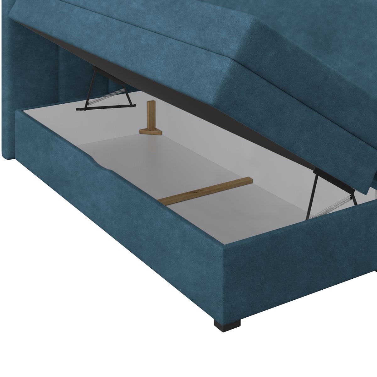 Boxspringbett mit Topper & Bettkasten 200x200 Lauro - Blau/Schwarz, Trend, Textil (200/200cm)