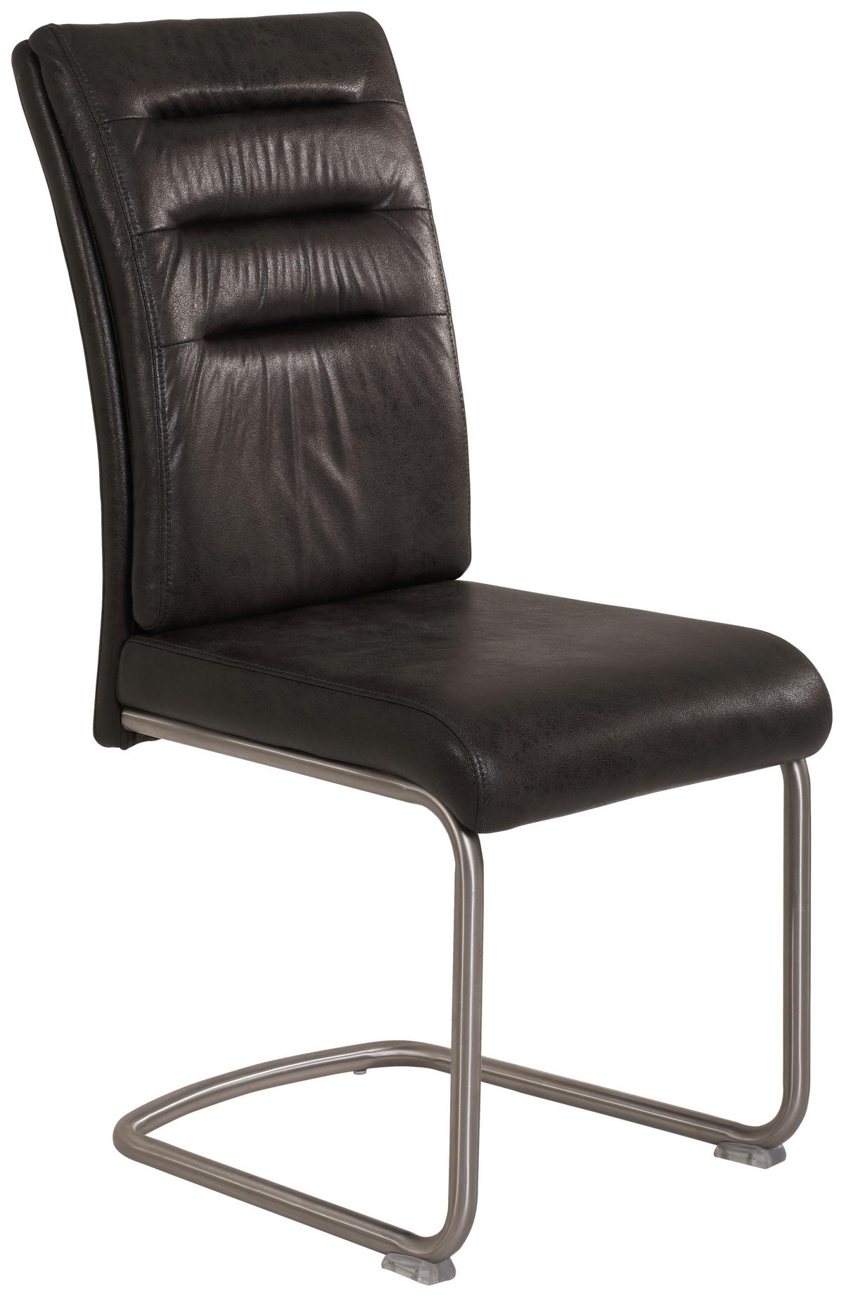 Schwingstuhl Paula S Schwarz Gepolstert 2er-Set - Edelstahlfarben/Anthrazit, MODERN, Textil/Metall (45/102/65cm) - MID.YOU