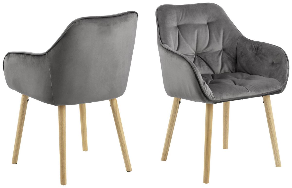 Čalúnené kreslo s podrúčkami BROOKE - farba duba/tmavosivá, Konventionell, kompozitné drevo/textil (58/83/57cm) - Livetastic