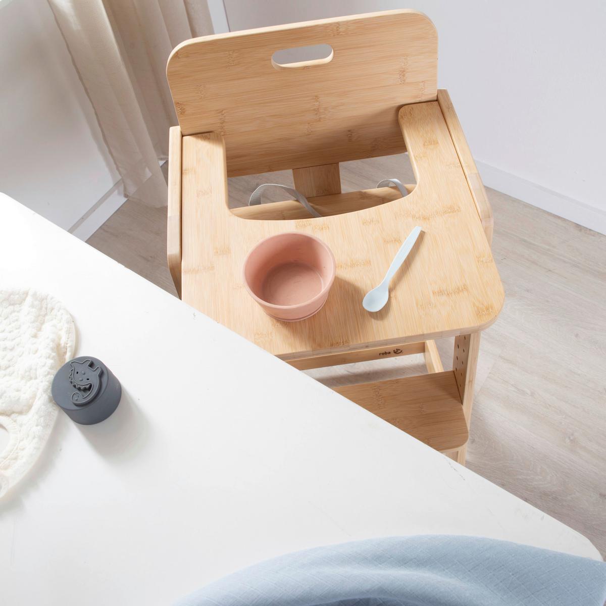 Hochstuhl Luna Bambus Masiv Mitwachsend - Naturfarben, Basics, Holz (45/86/50cm) - Roba