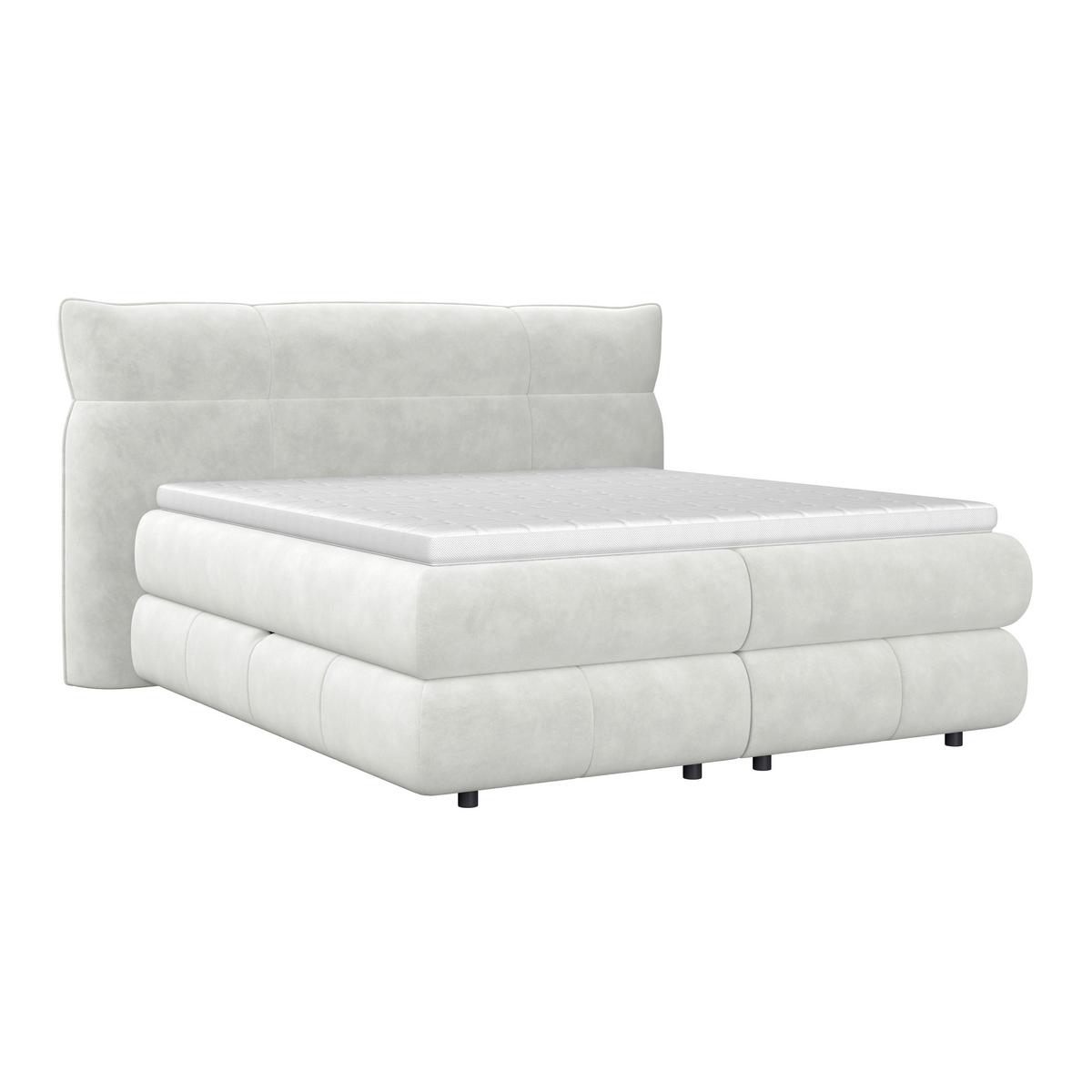 Boxspringbett Carmelo Creme 180x200 cm - Creme/Schwarz, Trend, Textil (180/200cm)