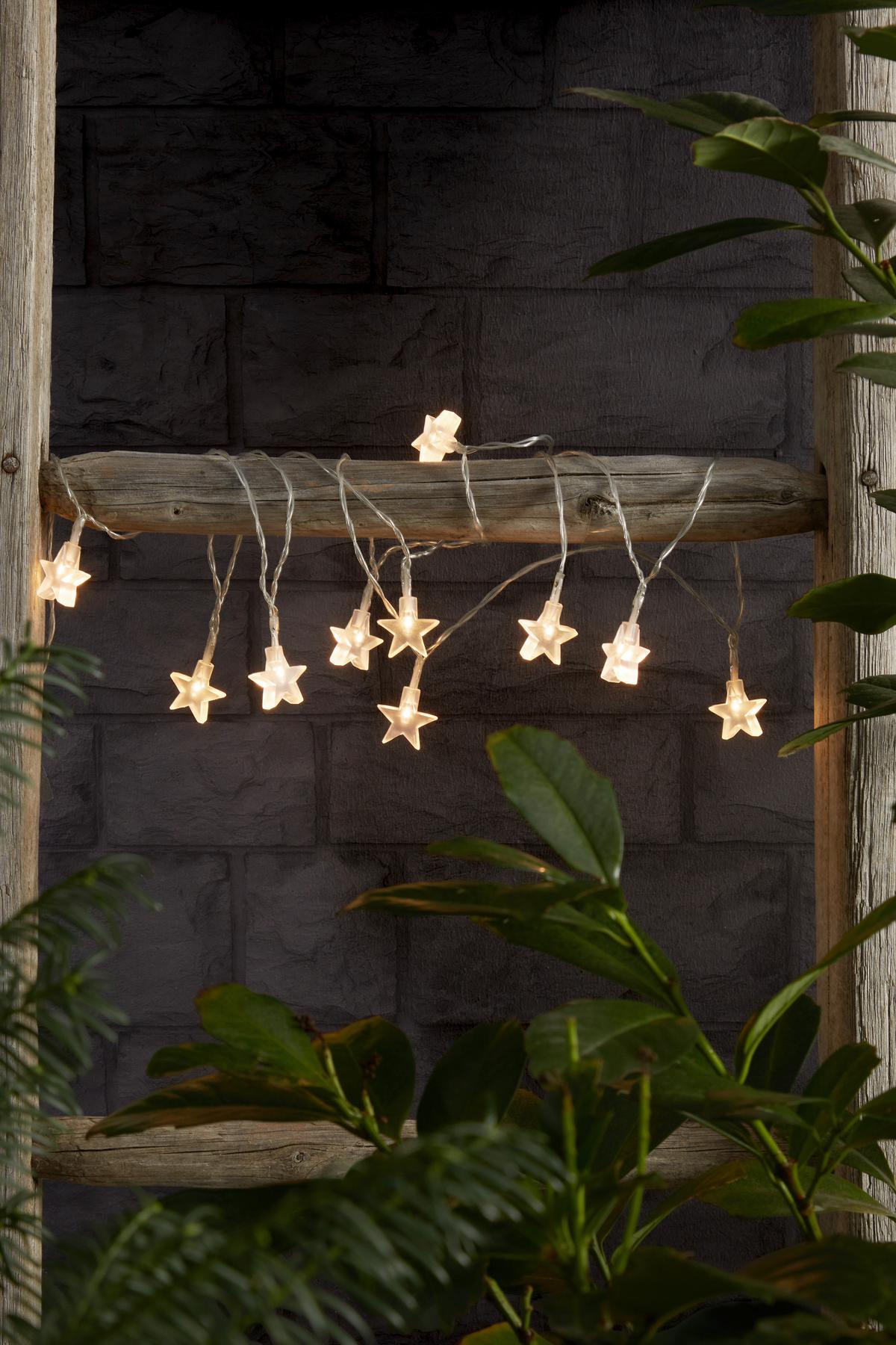Lichterkette mit 10 Sternen und Schalter - Klar, ROMANTIK / LANDHAUS, Kunststoff (200cm) - James Wood