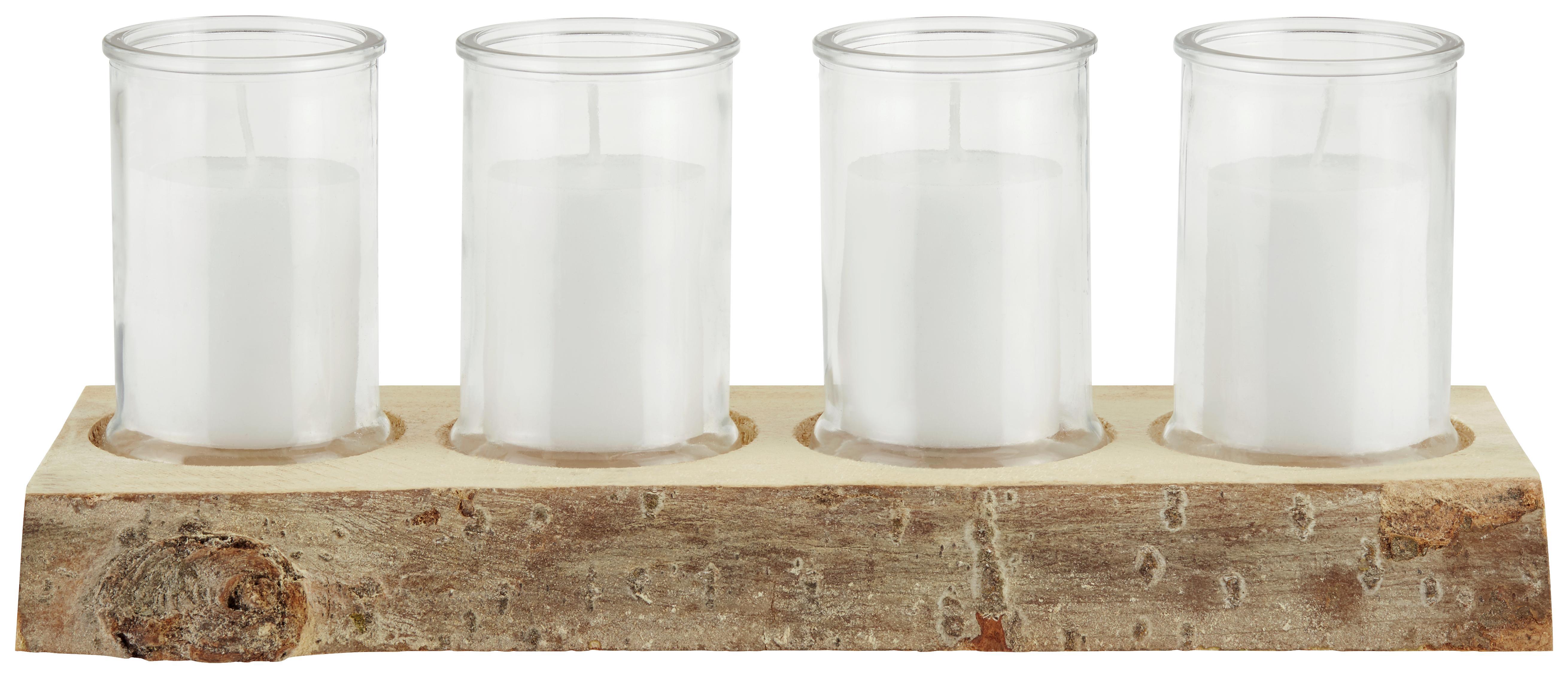 Gyertya Üvegben Maureen - Krém/Barna, modern, Üveg/Fa (39/17/15cm) - Luca Bessoni