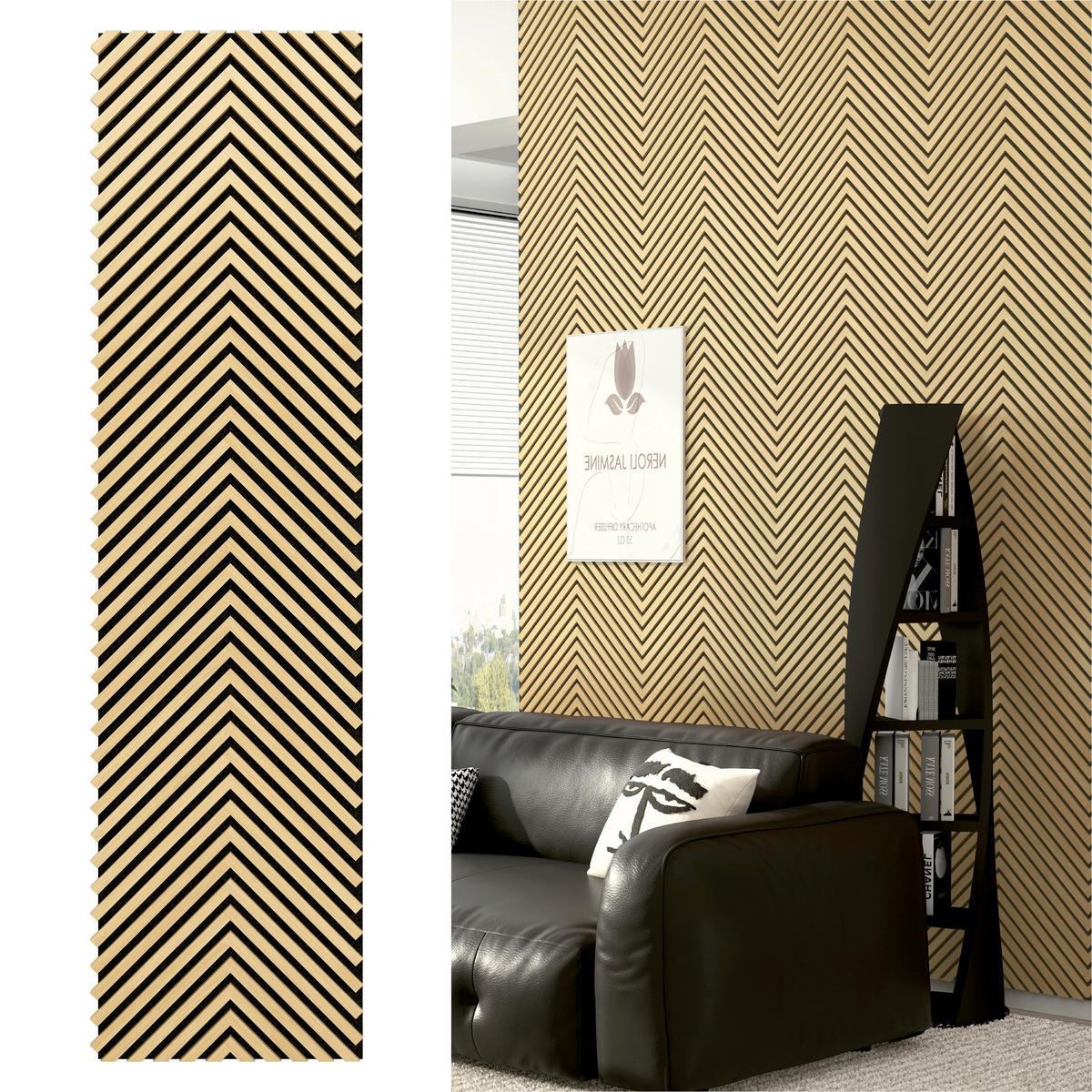 Akustikpaneel Sonido Herringbone - Hellbraun/Eichefarben, Basics, Holzwerkstoff/Kunststoff (275/52/1.8cm) - Novel