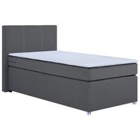 Boxspringbett Malta Mit Topper Grau, 90x200 Cm - Chromfarben/Schwarz, Basics, Holzwerkstoff/Textil (90/200cm) - P & B