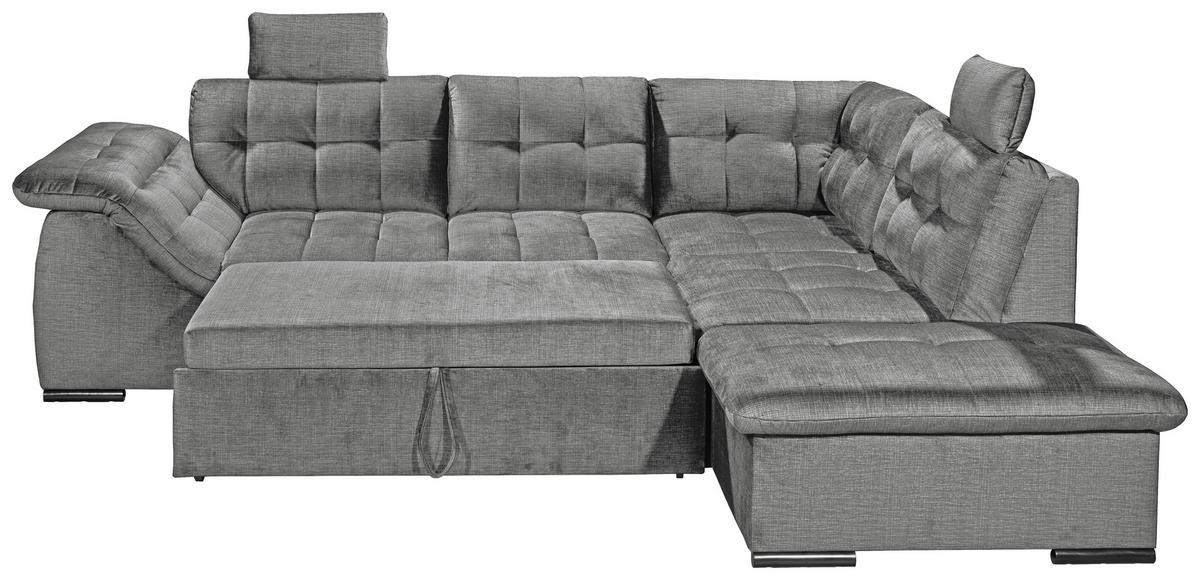 Ecksofa Estrella Grau S: 283x217 cm - Schwarz/Grau, KONVENTIONELL, Textil (283/217cm) - MID.YOU