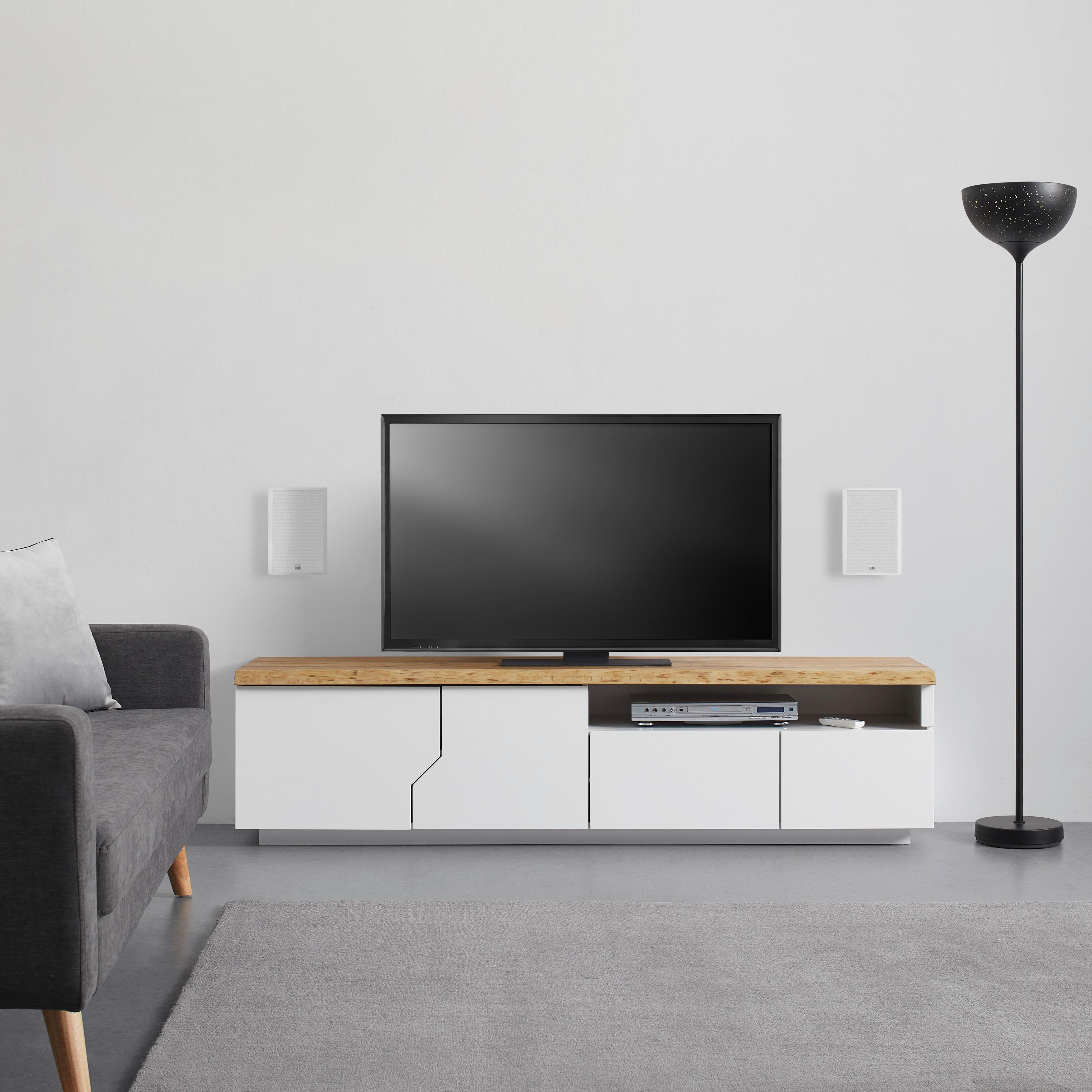 Tv Diel Carlos - farby duba/biela, Moderný, drevo (180/46,5/42cm) - Modern Living