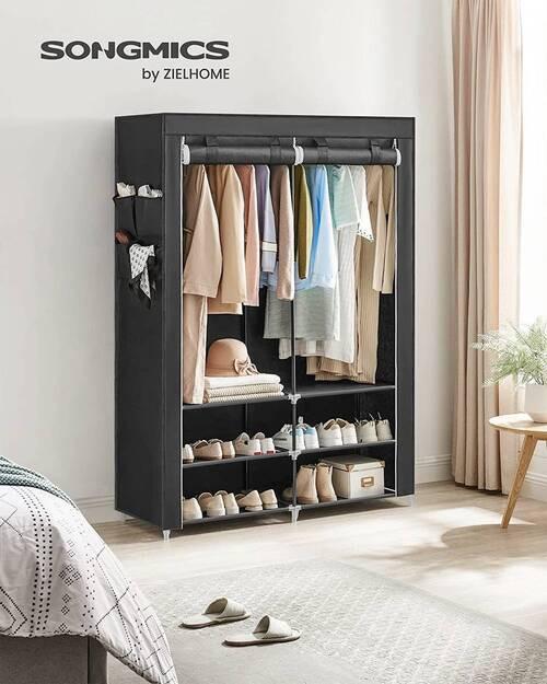 Stoffschrank B: 127 cm Grau - Grau, Trend, Kunststoff/Textil (127/176/45cm) - Boxxx