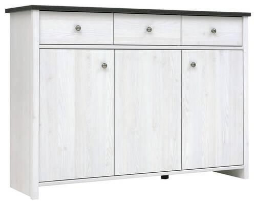 Kommode Porto Chest Of Drawers - Lärchefarben/Schwarz, Design, Holzwerkstoff (128,5/94/40cm)