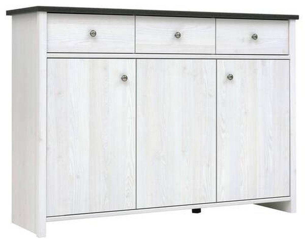 Kommode Porto Chest Of Drawers - Lärchefarben/Schwarz, Design, Holzwerkstoff (128,5/94/40cm)