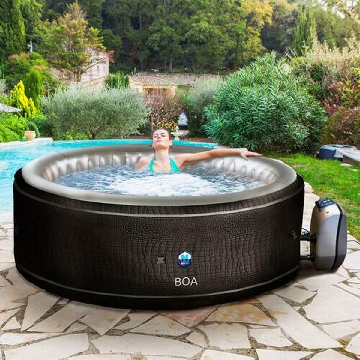 Whirlpool Aufblasbar Netspa Boa Ø 195 X H 70 cm - Schwarz/Grau, Basics, Kunststoff/Metall (195/70cm)