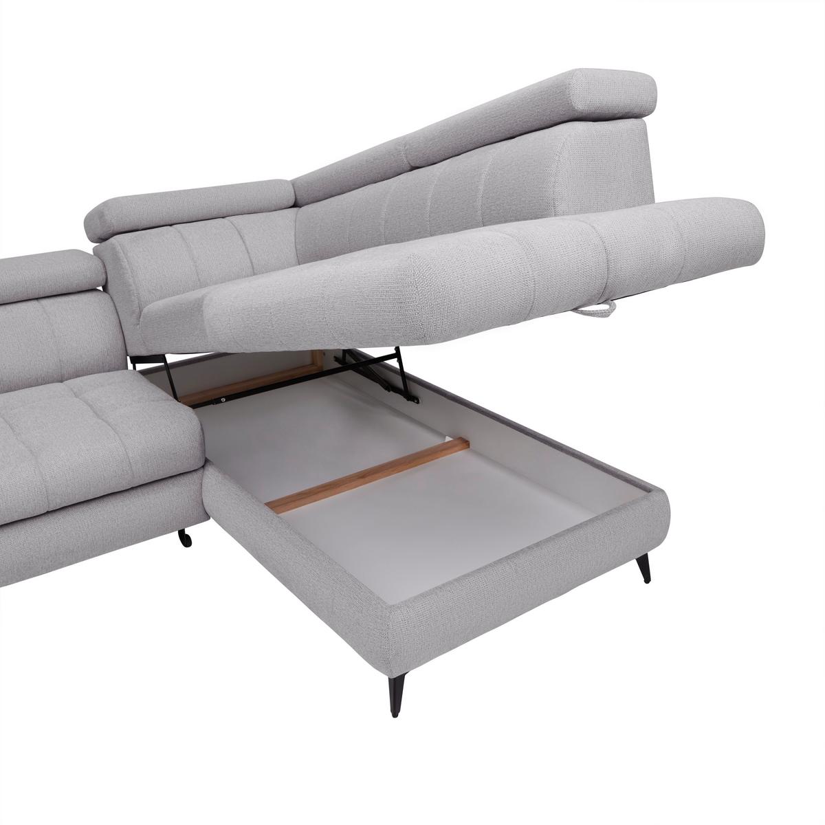 Sedací souprava LOOK, pravá, stříbrná - barvy stříbra/černá, Moderní, kov/dřevo (343/82-100/195cm) - Mömax